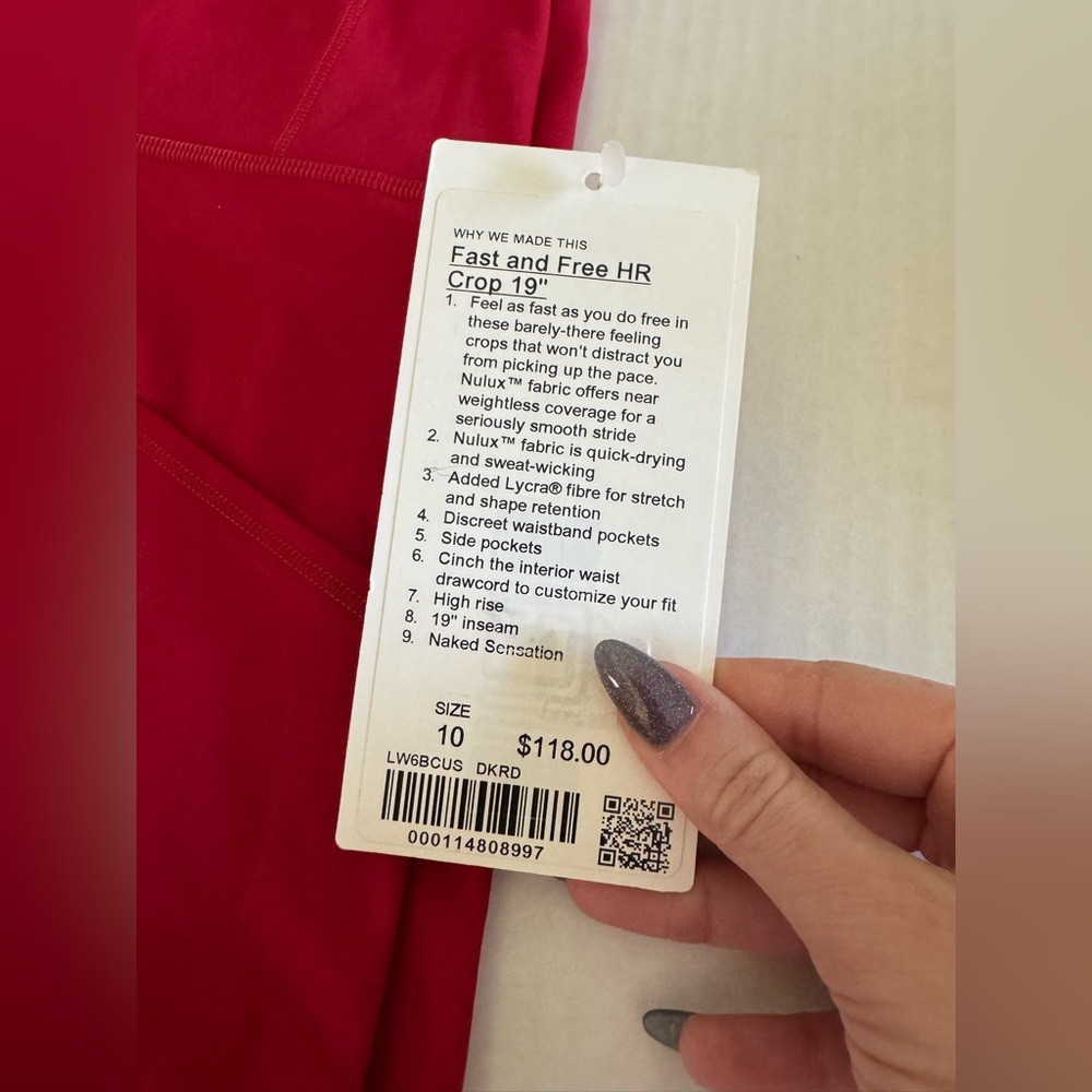 Lululemon Athletica Fast and Free HR Crop 19” - Picture 4 of 7